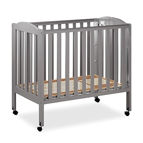 3 in 1 Portable Folding Stationary Side Crib in Espresso, Greenguard Gold Certified ,