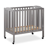 3 in 1 Portable Folding Stationary Side Crib in Steel Grey, Greenguard Gold Certified,