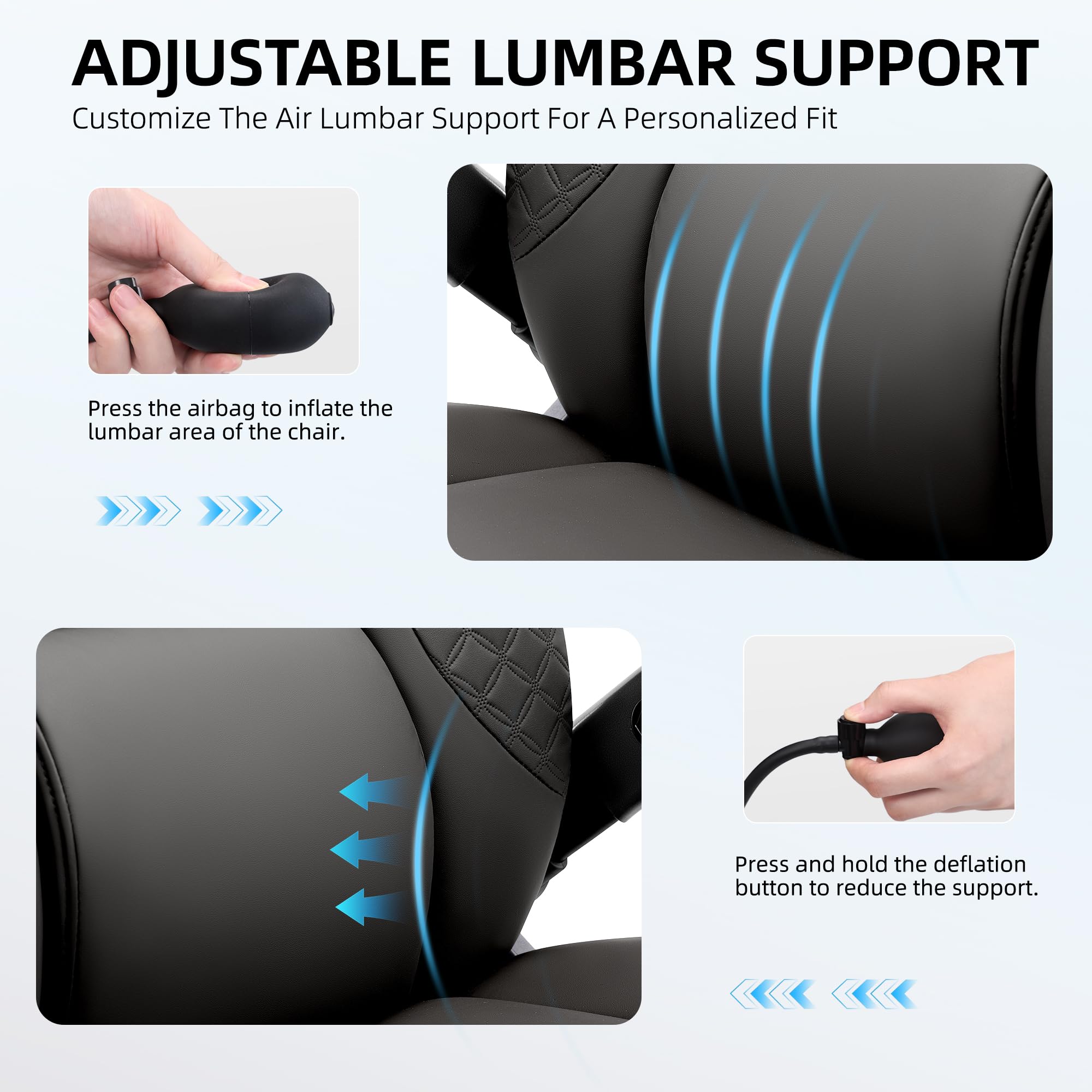 500LBS Big and Tall Office Chair with Adjustable Lumbar Support