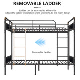 2 IN 1 Metal Bunk Bed Twin Over Twin, Convertible Twin Bunk Beds into 2 Individual