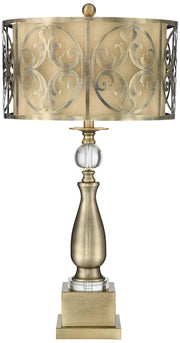 Doris Traditional Candlestick Table Lamp 30 1/2" Tall Brass Cutout Openwork Metal Outer