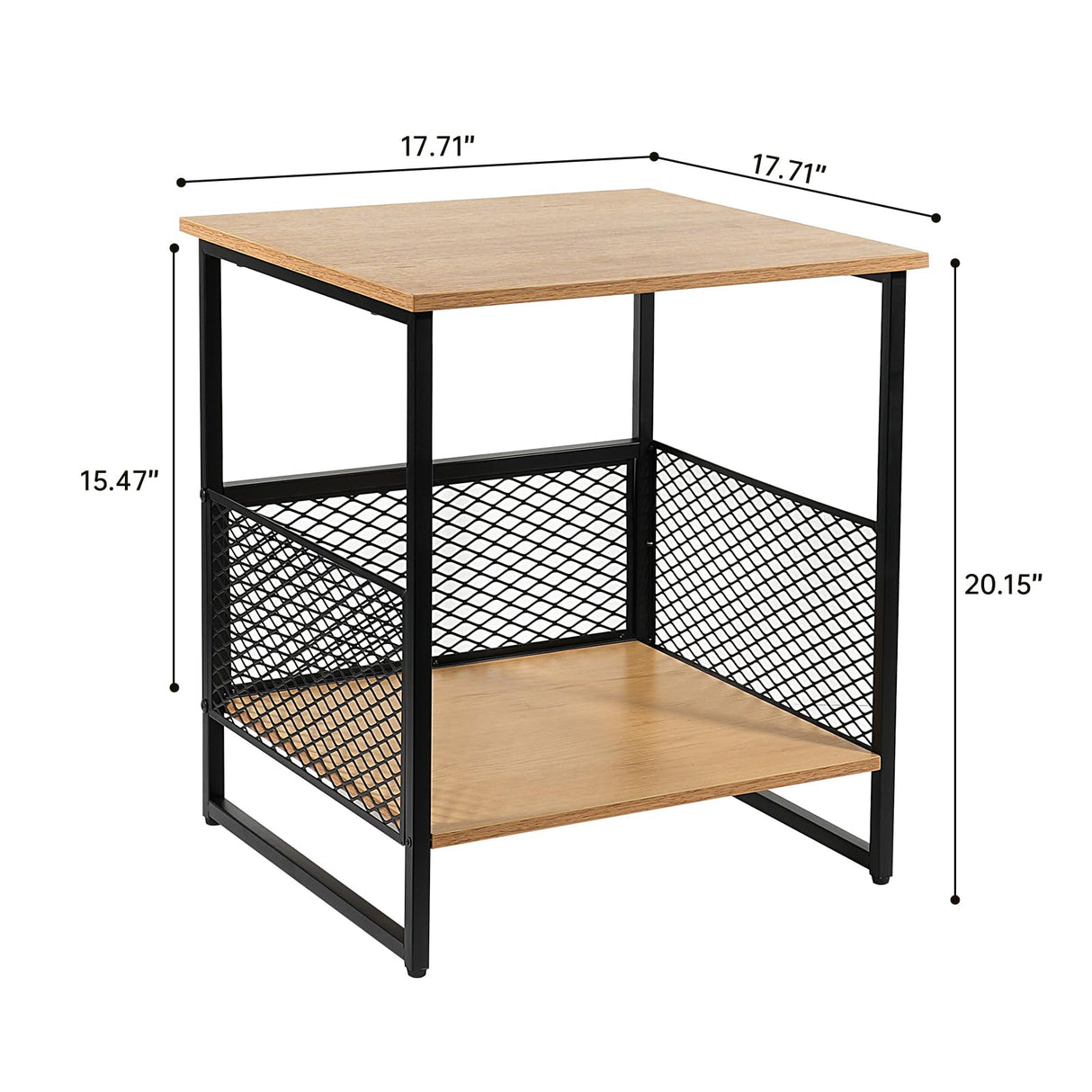 Square Side Table, 2 Tier End Table, Couch Side Table with Storage, Great