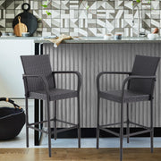 Outdoor Bar Stools Set of 2, Patio Bar Stools with Armrests