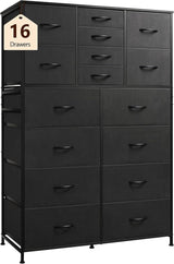 Tall Dresser for Bedroom, Fabric Dresser Storage Tower with 16 Drawers, Chest of Drawers Organizer Unit