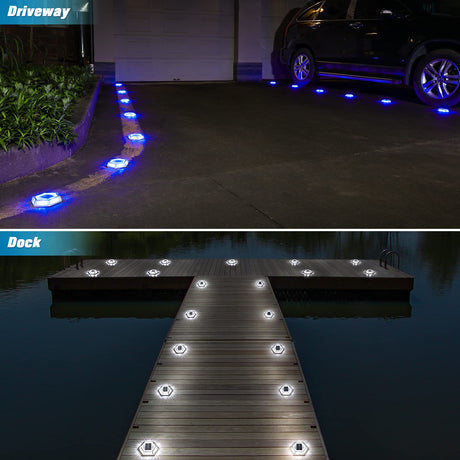 Solar Driveway Lights Dock Outdooor Waterproof Marker Lights,12 Pack Solar Deck Lights 2