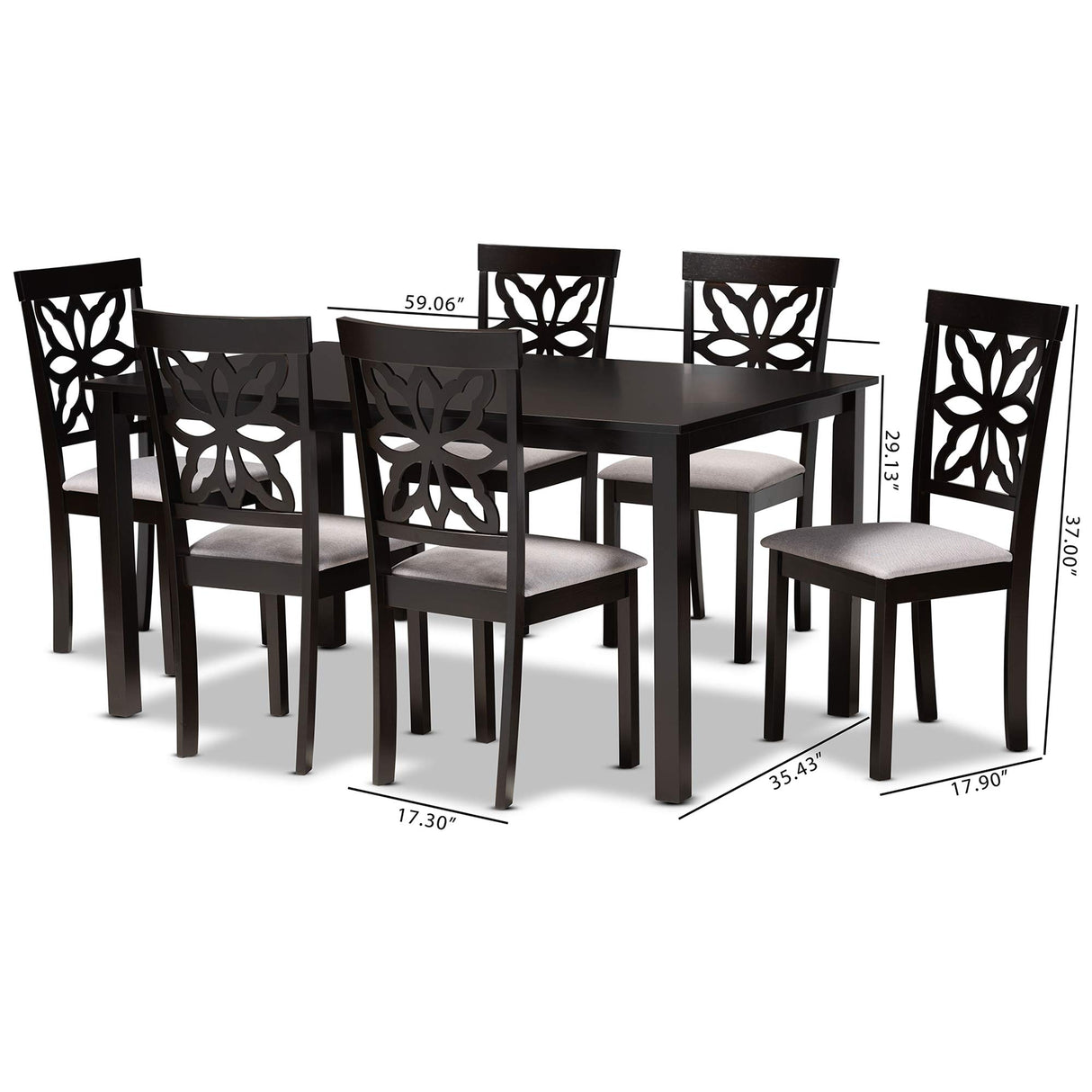 Modern and Contemporary Grey Fabric Upholstered and Dark Brown Finished Wood 7