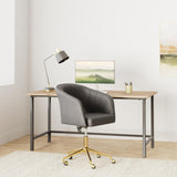 Black Velvet Office Chair with Gold Base