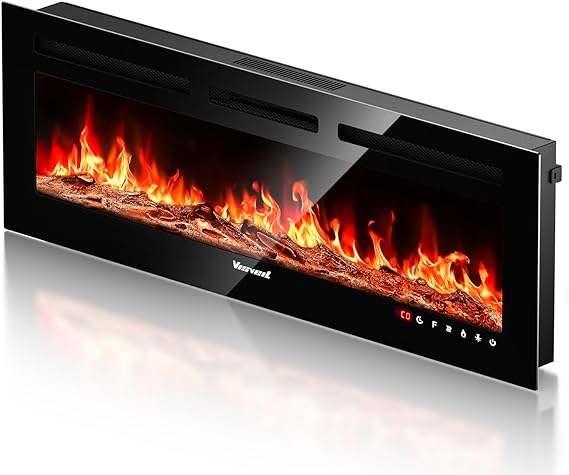 Realistic Flame Electric Fireplace Heater  Log Set/Crystal Flames