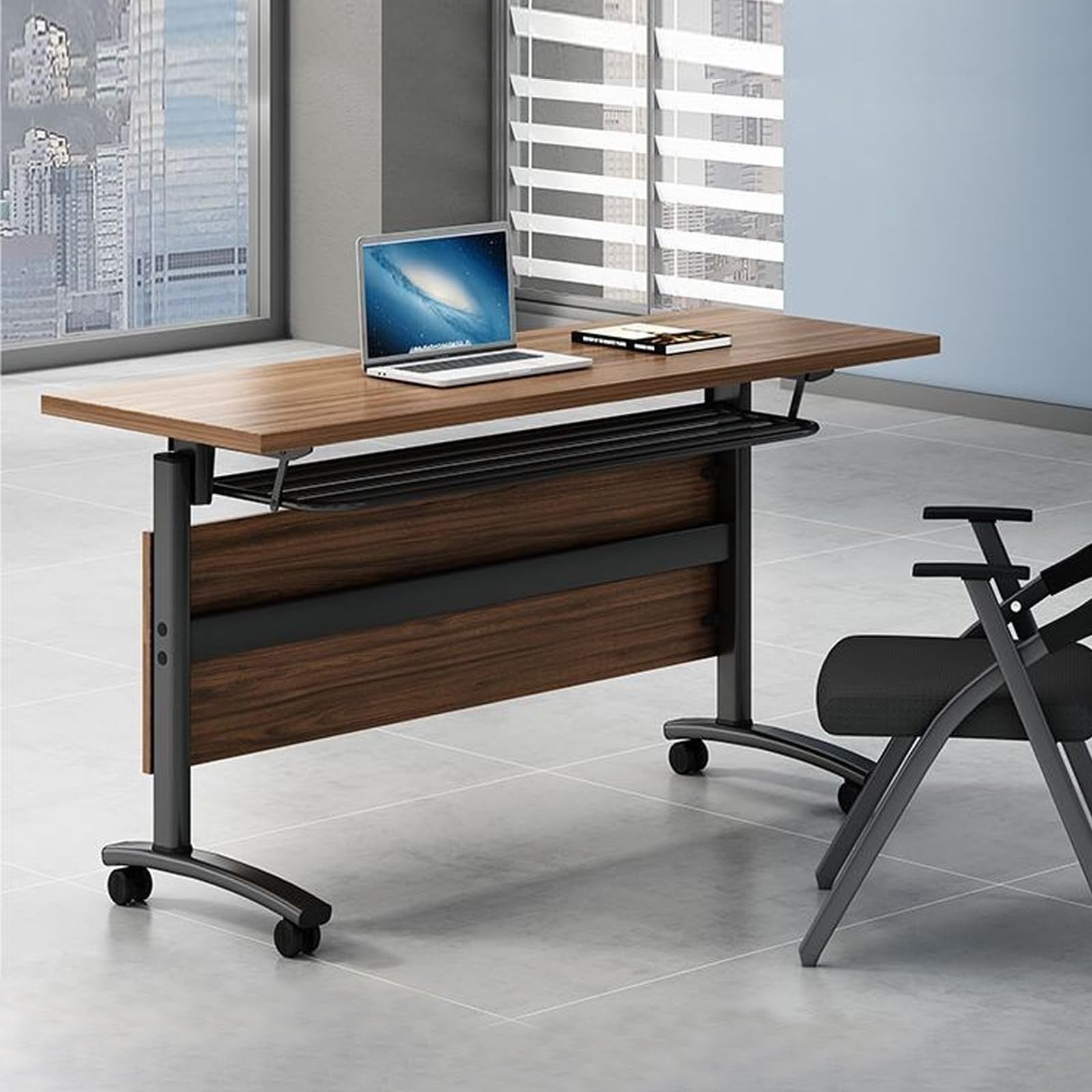 Conference Table Foldable Meeting Tables,Flip Top Mobile Training Table The Rounded Table With Silent Wheels Is Convenient And Fast,for Office Training Classroom Meeting Tables(4pack 120*60*75)