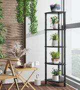 Corner Shelf, 5-Tier Corner Bookshelf, Industrial Corner Ladder Shelf,