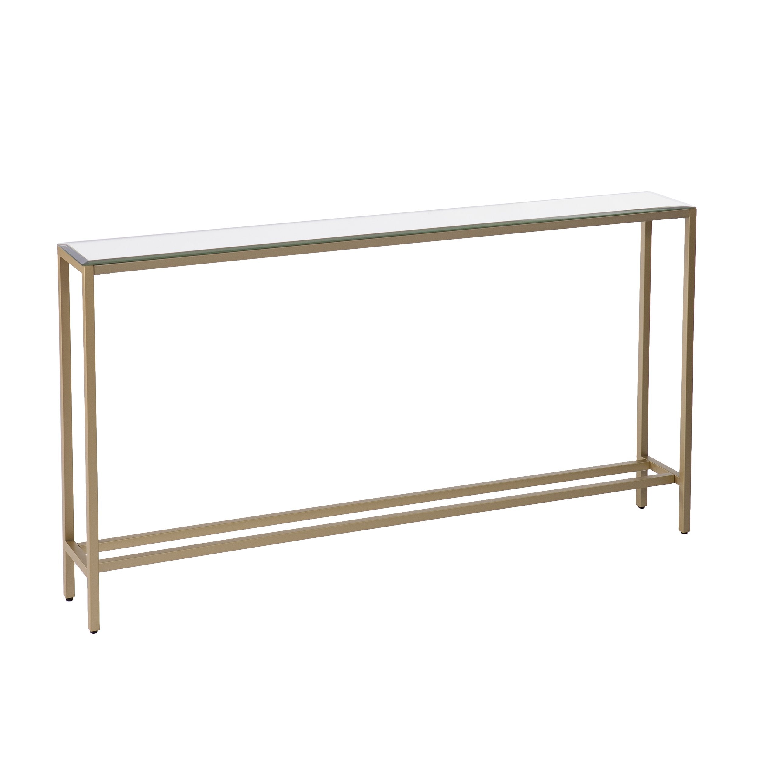 Darrin Narrow Mirrored Top Console Table, 56", Metallic Gold