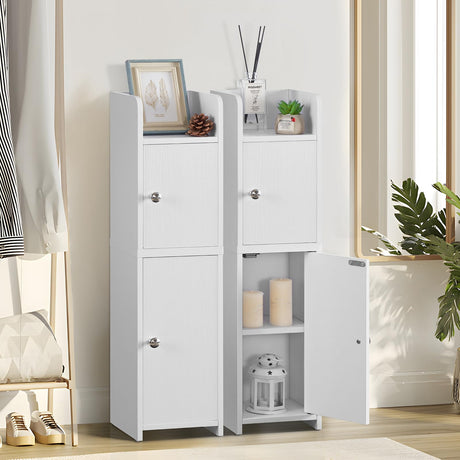 Small Bathroom Storage Cabinet, Narrow Cabinet with Doors and Adjustable Shelves,