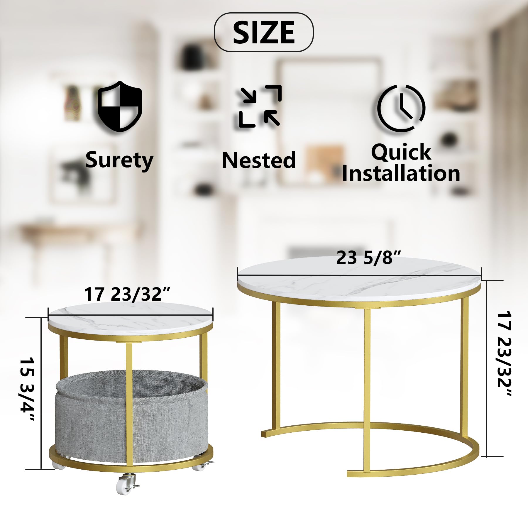 Bamboo Nesting Triangle End Table,Set of 2 Coffee Table Modern Minimalist Side Table