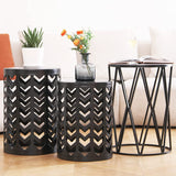 Set of 3 Black End Tables, Nesting Metal Round Coffee Table