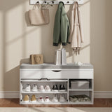 Bench with Cushion, Shoe Bench with Lift Top Storage, Adjustable Shelf, Shoe Cabinet