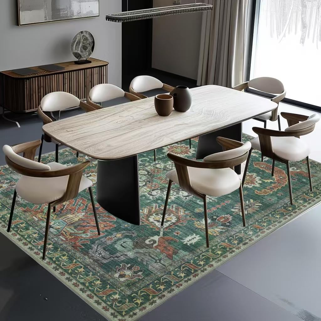 Area Rug for Living Room Machine Washable Rug for Bedroom Vintage Rug Non-Slip Backing Dinning