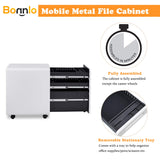 23.8" H 3 Drawer Rolling File Cabinet with Lock, Mobile File Cabinet Under Desk