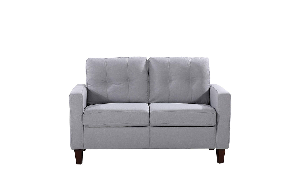 55" Modern Loveseat with Linen Upholstery, Button Tufted Backrest & Tapered Wood Legs - 2 Seater Couch for Living Room, Bedroom or Office