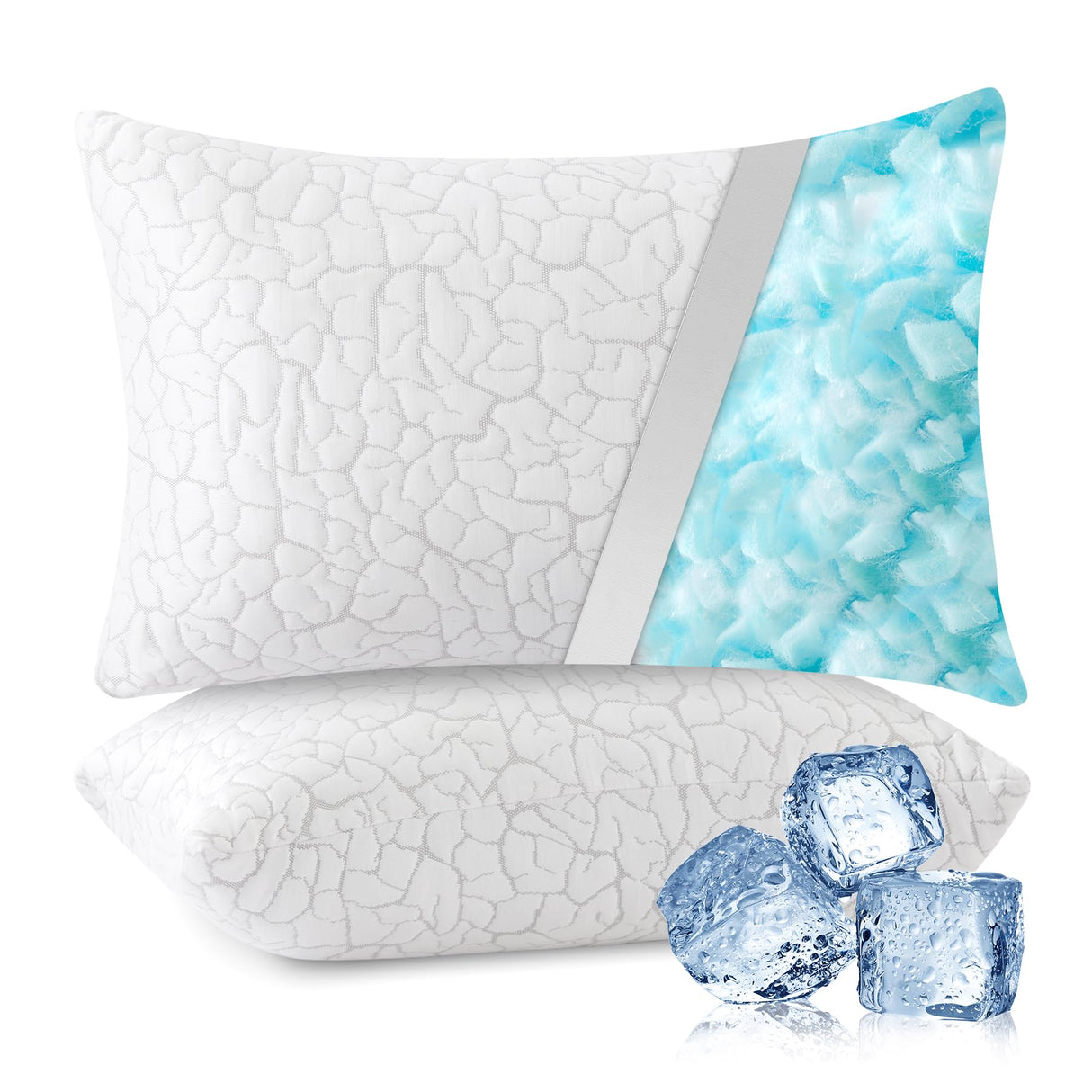 Cooling Pillows for Sleeping 2 Pack, Adjustable Shredded Memory Foam Pillows Standard