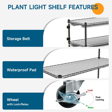 Barrina Plant Stand with Grow Lights for Indoor Plants, 4-Tier Plant shelf with 6-Pack 180W T8 3FT Full Spectrum Grow Lights for Seed Starting, Succulent, Settable Timer Socket (35.4"x13.8"x59")