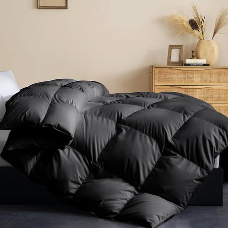 Twin Size Feather Comforter Filled with Feather & Down - All Season White Twin Duvet