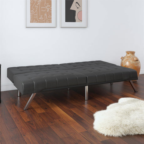 Emily 71 Inch Futon Sofa Bed, Armless Upholstered Couch Sleeper with Tufted Back and Seat