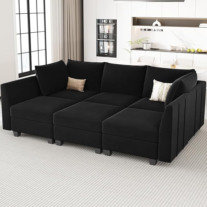99.3”W L-Shaped Down Filled Sectional Couch, 4 Seater Modular Sofa