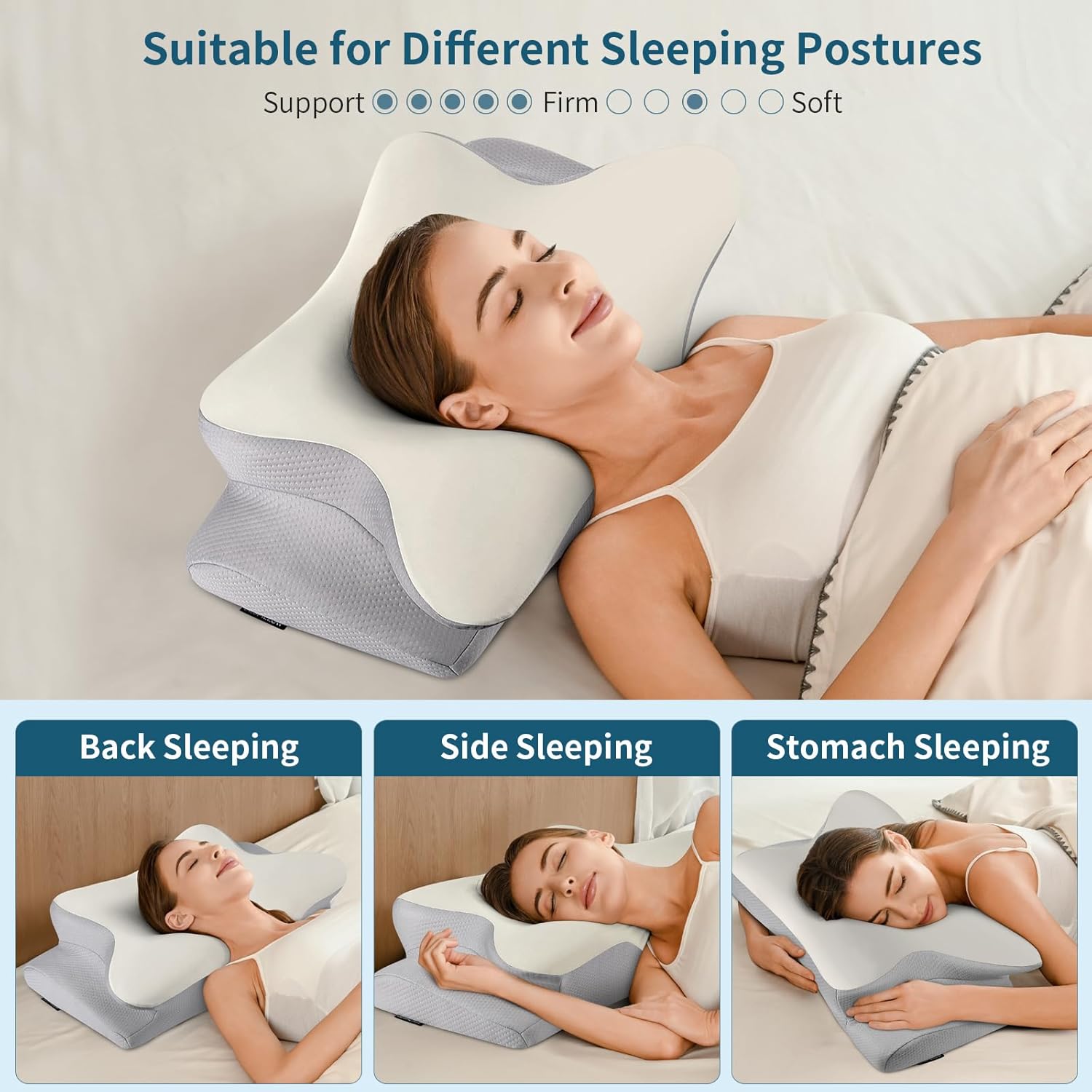 Ergonomic Memory Foam Cervical Pillow - Cooling Neck Support
