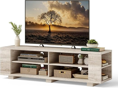 Wood TV Stand for TVs up to 65 Inch Flat Screen, Modern Entertainment Center