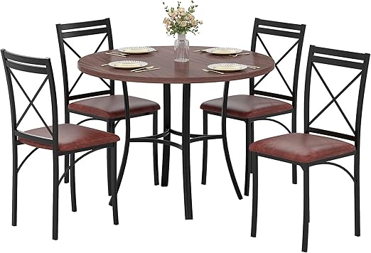 5-Piece Faux Marble Dining Set for 4