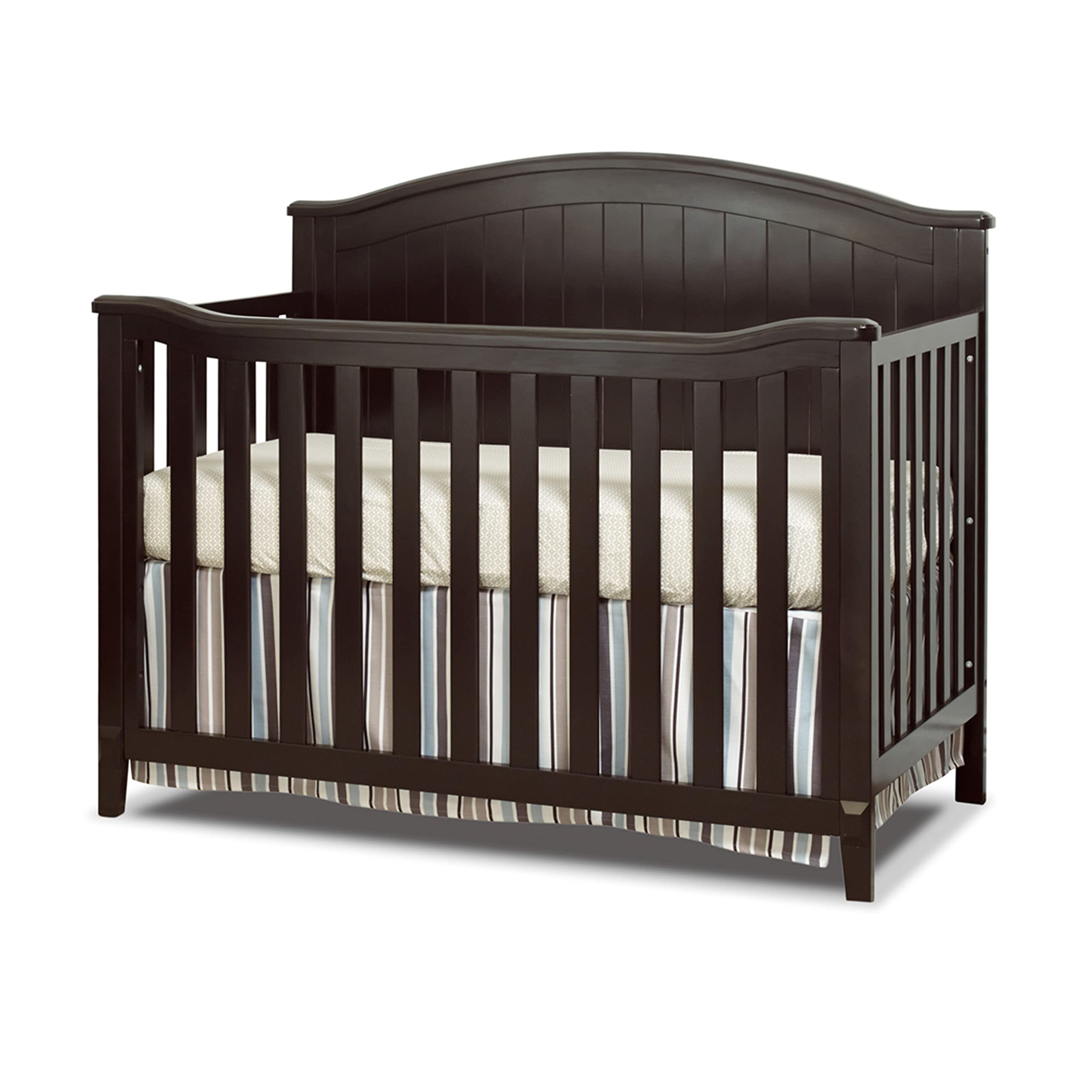 Fairview Crib, Classic 4-in-1 Convertible Crib, Made of Wood, Non-Toxic Finish, Wooden Baby Bed, Toddler Bed, Child’s Daybed and Full-Size Bed, Nursery Furniture - Espresso