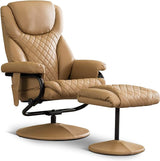 Recliner with Ottoman, Reclining Chair with Massage, 360 Swivel Living Room Chair Faux