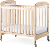 Serenity Compact Clearview Daycare Baby Crib, Fixed Side, Durable Wood Construction