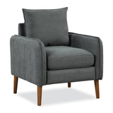 Modern Mid-Century Accent Chair- Fabric Upholstered Accent Arm Chair Chair for Bedroom, Grey