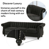 Upholstered Chesterfield Sofa, Classic Retro 3 Seater Rolled Arm Couch for Living Room Bedroom