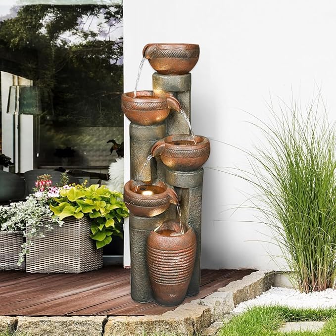 Outdoor Garden Water Fountain-Indoor Polyresin Waterfall Floor-Standing Fountains