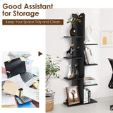 Tree Bookshelf, 7-Tier Tall Freestanding Wood Bookshelf with Anti-toppling, Modern Multipurpose Display Storage Rack Organizer Corner Shelf for Books, Photos, Black