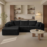 109" Modular Gray Corduroy Sofa with Side Pocket – Space-Saving Sectional Couch