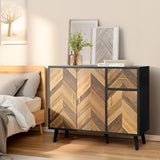 Sideboard Buffet Cabinet with Storage - 3 Doors Black Storage Cabinet with Drawers