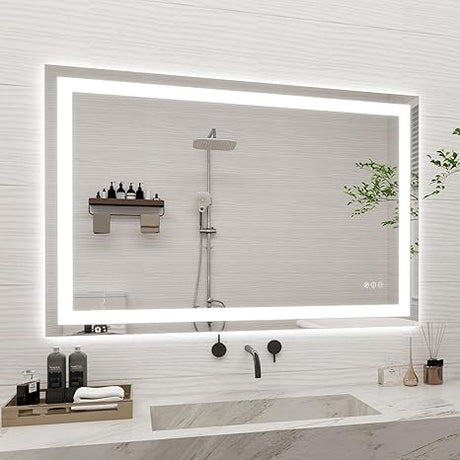 24" x 32" LED Bathroom Mirror - Dimmable Wall-Mounted Mirror with Front & Backlight