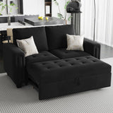 Pull Out Sofa Bed Module Part for Modular Sectional Sleeper Sofa Armless Loveseat with Pull Out Bed for Sectional Couch Black