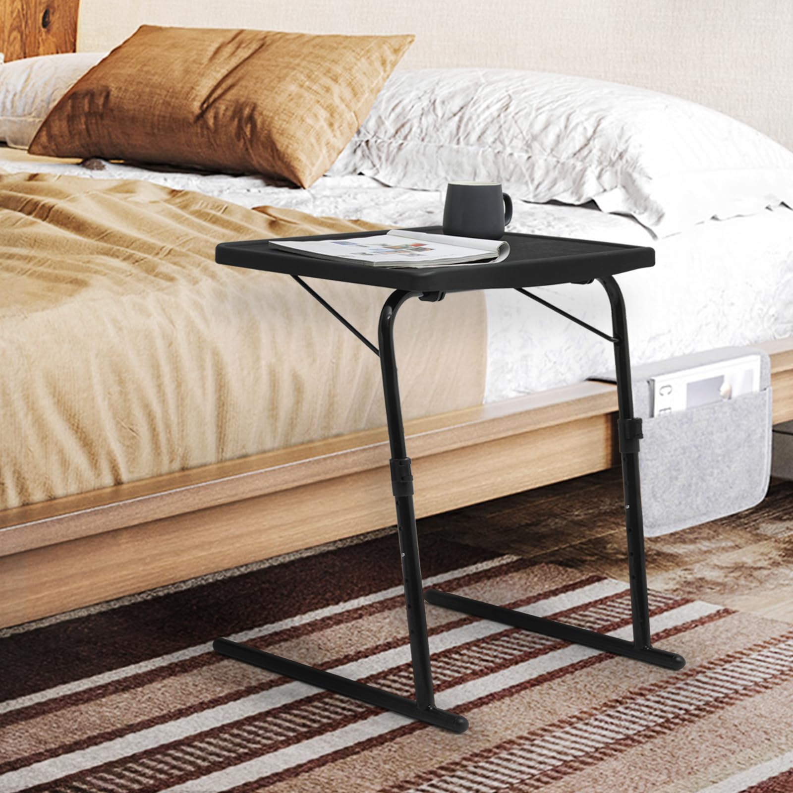 Folidng TV Tray Portable Small Folding Table 6 Height Adjustable & 3 Tilt Angle Adjustable