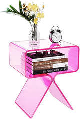 Nightstand Side Table Modern Design Clear