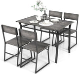 Dining Table Set for 4, 47”L x 28”W Rectangular Kitchen Table w/ 4 Trapezoid Chairs,