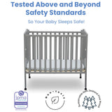 Folding Portable Mini Baby Crib with 1.5-inch Mattress - Greenguard Gold Certified, Grey