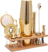 11-Pcs Cocktail Shaker Set Gold,Bartending Kit Stainless Steel Shakers 25oz Bar
