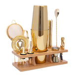 11-Pcs Cocktail Shaker Set Gold,Bartending Kit Stainless Steel Shakers 25oz Bar