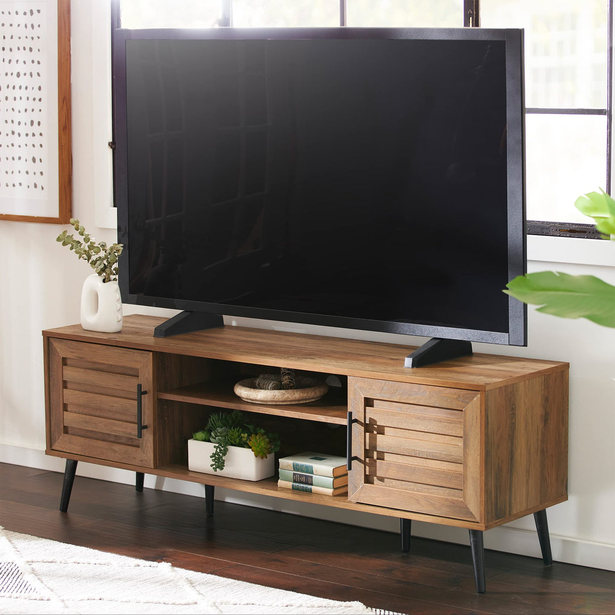 Mid Century Modern Wooden TV Stand Entertainment Center Console