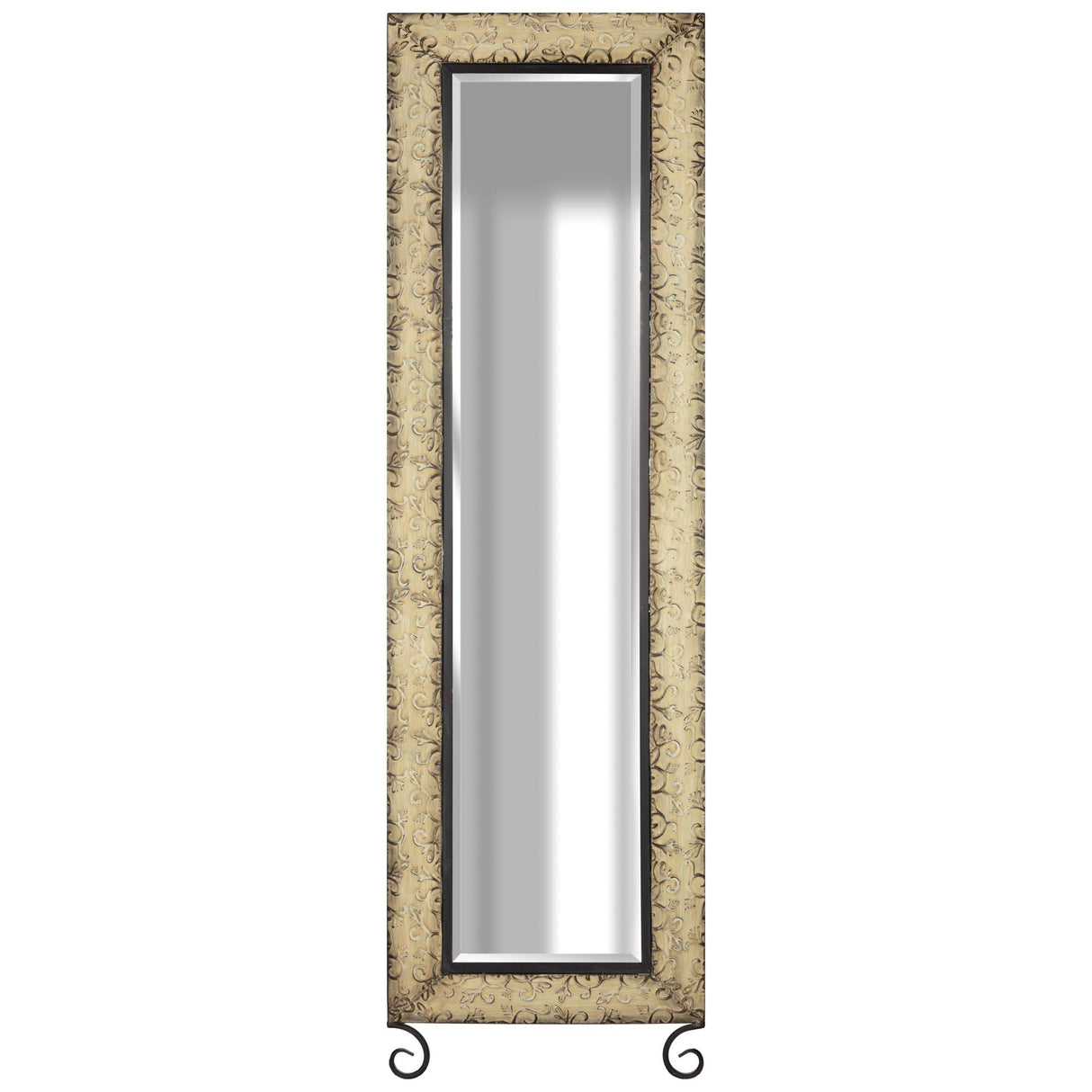 Collection Antique Bronze Embossed Metal Standing Full Length Mirror