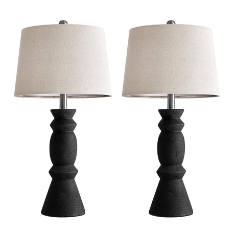 25.75'' Farmhouse Black Ceramic Table Lamp Set of 2 for Living Room Rustic Table lamp